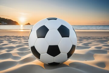 A soccer ball on the beach