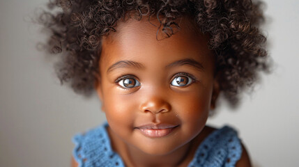 Cute smiling adorable African American baby girl.
