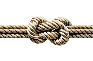 Single rope knot isolated on clear background, ideal for marine, nautical, or outdoor-themed projects, showcasing intricate detail and craftsmanship.