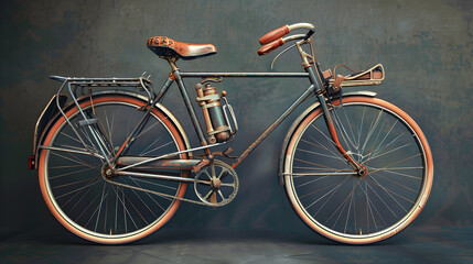 Fototapeta premium Vintage retro bicycle on gray isolated background. June 13 - World Bicycle Day.