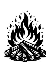 Bonfire SVG, Camping SVG, Flame SVG, Mountains SVG, Fire SVG, Bonfire Silhouette, Bonfire Clipart, Bonfire Art Print, Bonfire Cut file for Cricut