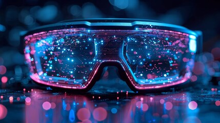 concept of futuristic vision enhancement with ar display in tech glasses, showcasing advanced technology for improved visual experiences