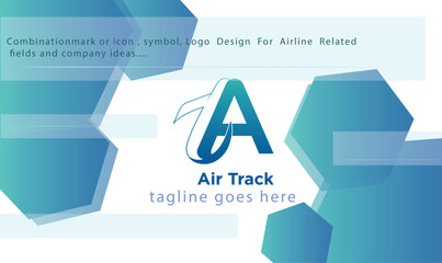 Combinationmark logo design for airline related fields or company etc, Name "AIR TRaCK" , lettermark logo, 