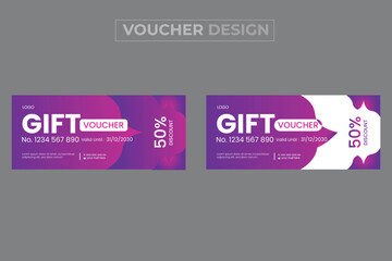 Gift voucher card 50% cashback template design with coupon code promotion text vector illustration