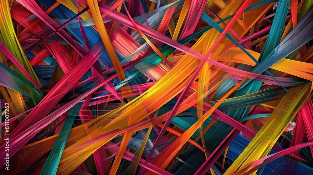 Poster an abstract image of colorful ribbons twisted together. aig51a.