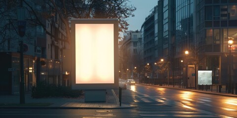 An empty billboard at night in the rain. AIG51A.