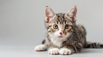 Obraz premium Cute cat playing over plain background