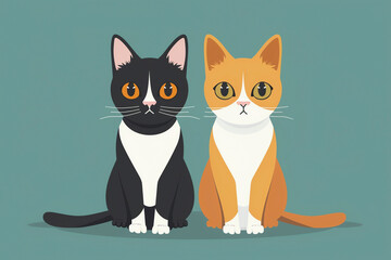 Obraz premium Cat flat design front view AI pets animation Split complementary color scheme