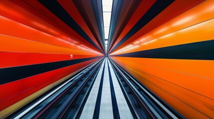 A vibrant tunnel featuring a plethora of colors with intersecting lines passing through, creating a mesmerizing visual effect.
