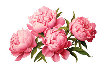 Fototapeta premium Lush Pink Peonies Illustration on Transparent Background