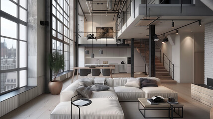 Sophisticated Urban Lifestyle: Modern Luxury Loft with European Design and Scandinavian Furniture - Ideal for Home Improvement Ideas