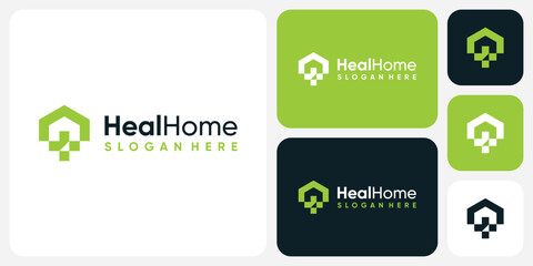 Health medical home shape vector logo design with modern, simple, clean and abstract style.