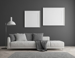 Minimalist Mockup Frame in a Stylish Apartment, Mockup Frame, Interior mockup with house background