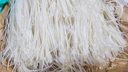 Image capturing the delicate and fine strands of fresh rice vermicelli noodles
