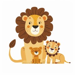 Lion. Flat vector illustration of cute animal. Baby nursery art.
