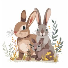 Rabbit. Flat vector illustration of cute animal. Baby nursery art.