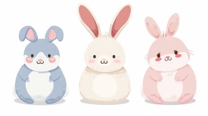 Rabbit. Flat vector illustration of cute animal. Baby nursery art.
