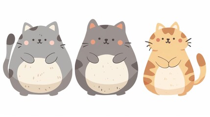Cat. Flat vector illustration of cute animal. Baby nursery art.