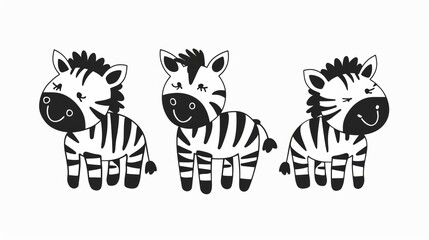 Zebra. Line drawing of cute animal. Baby nursery art.