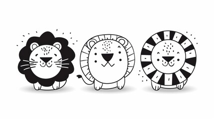 Obraz premium Lion. Line drawing of cute animal. Baby nursery art.
