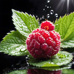 raspberry on green leaf