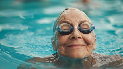 Naklejka premium Portrait of a smiling female swimmer in water in pool