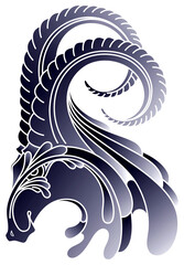 Decorative Ram Animal Head Side Profile Illustration 