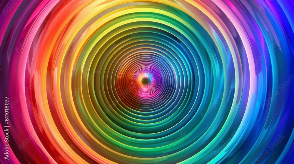 Aufkleber a dazzling visual art piece featuring a brightly colored spiral in a full spectrum of rainbow hues s