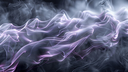 Fototapeta premium Smoke curling in a dance of soft grays and blacks, with a neon purple texture that adds a hint of the mystical.