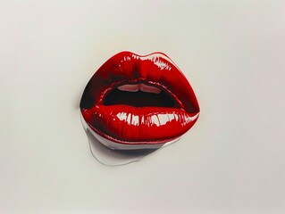 A red lipstick with a white background.