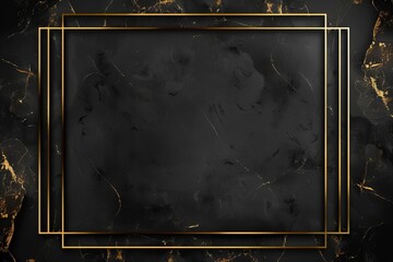 A black marble background with gold frame.