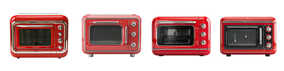 Set of Microwave red color Isolated on transparent background png