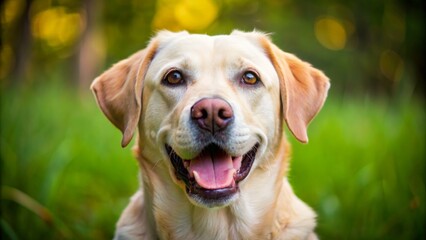 "Happy Labrador Retriever": A joyful Labrador retriever with a wagging tail, exuding happiness and friendliness.