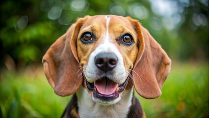 "Playful Beagle with Floppy Ears": A playful beagle with floppy ears, embodying the breed's curious and friendly nature.