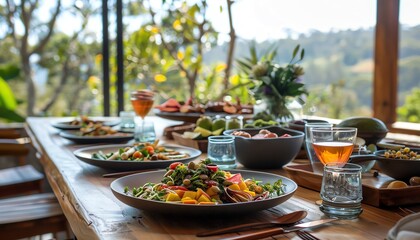 Calm Culinary retreat, offering a weekend of cooking classes, meditation, and yoga, with meals designed to align with a calm and balanced lifestyle, suitable for a wellness retreat