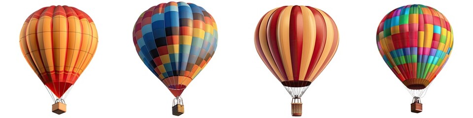 Pack of A hot air balloon isolated on white or transparent background