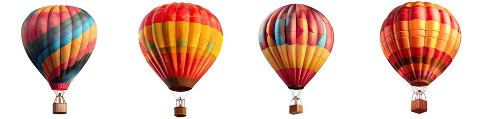 Pack of A hot air balloon isolated on white or transparent background