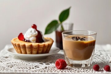 dessert with raspberry and cream