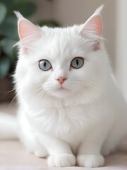 Obraz premium White Cat Animal Realistic Photo Illustration Art