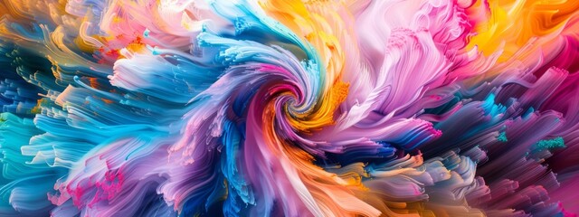 A vivid, swirling fusion of blues, pinks, oranges, and purples creating an abstract visual...