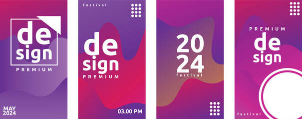 Social media feed background template in gradient purple color design concept.