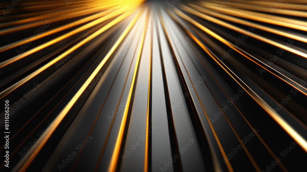 Poster Minimalist abstract art with gold lines on black background in orderly pattern.