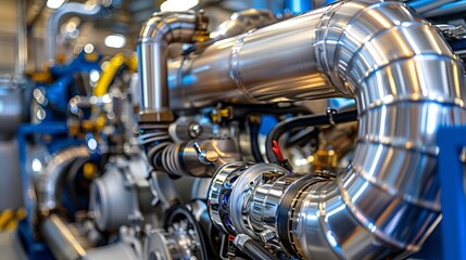 Detailed views of automotive engines and exhaust systems revealing intricate mechanical structures