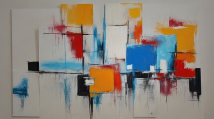 abstract expressionist painting with white background