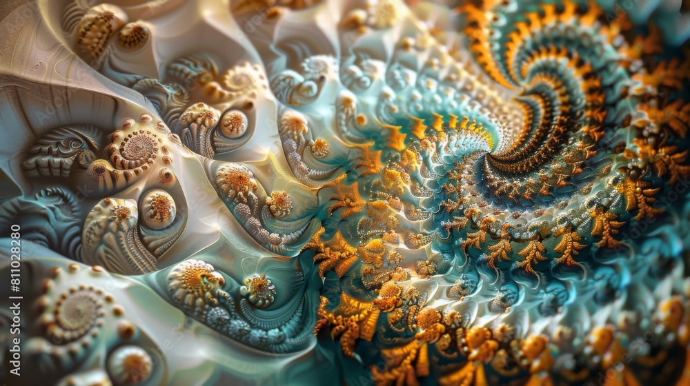 Leinwandbilder a detailed fractal design with a spiraling pattern, showcasing vibrant colors and intricate textures