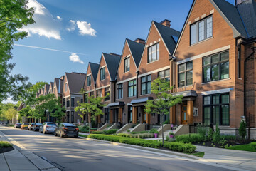 Residential Area, Townhouses, Generative AI