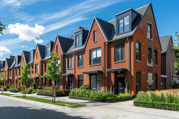 Residential Area, Townhouses, Generative AI