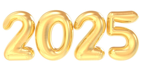 Happy New Year 2025 Gold 3D Number