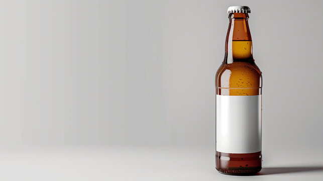 Garrafa de cerveja sobre a mesa em um fundo claro