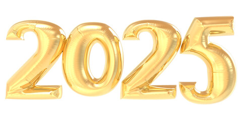 Happy New Year 2025 Gold 3D Number